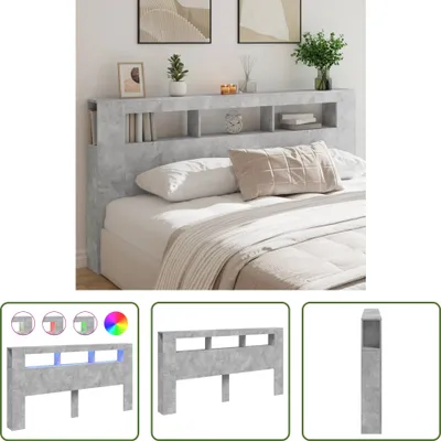 Produktbild von The Living Store LED-Kopfteil Betongrau 200x18,5x103,5 cm Holzwerkstoff