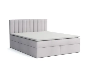 Produktbild von MR GROUP Boxspringbett mit Bettkasten ZADAR, 160x200, hellgrau, H3 Samtstoff Polsterbett mit Matratze und Topper Doppelbett Bett für Schlafzimmer
