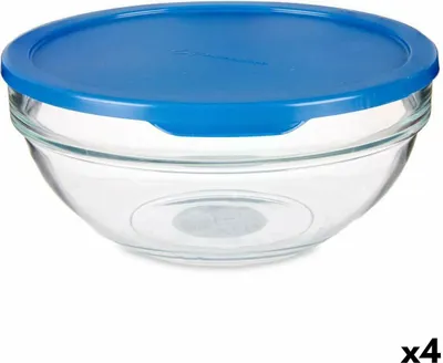 Image de Boîte à lunch ronde avec couvercle Chefs Bleu 1,135 L 17,2 x 7,6 x 17,2 cm (4 pièces)