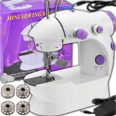 Produktbild von Mini-Nähmaschine, LED-Hintergrundbeleuchtung, tragbar, 2 Modi + Zubehör