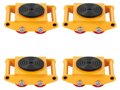 Produktbild von VEVOR Maschinen Skate Dolly, 13.200 LBS/6T Industrie Maschinen Beweger, Schwerlast Kohlenstoffstahl Maschinenbewegungs Skate mit 4 PolyurethanRädern und 360° Drehung rutschfester Kappe für Lager, Werkstatt, Fabrik, 4, 6 T-a