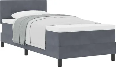 Produktbild von vidaXL Boxspringbett mit Kopfteil Dunkelgrau 90 x 190 cm Samt