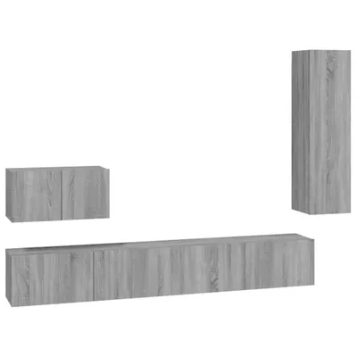 Produktbild von 4-tlg. TV-Schrank-Set Grau Sonoma Holzwerkstoff