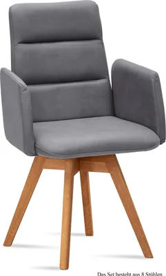 Produktbild von Armlehnstuhl drehbar (8er-Set) Dorit 52x92x60 Eiche geölt/Grau