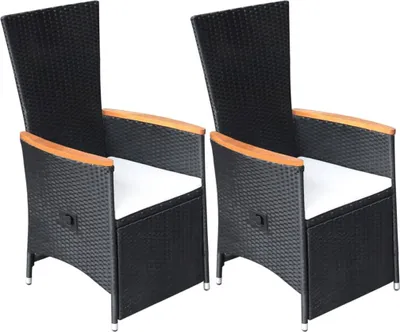 Produktbild von Garten-Liegestühle 2 Stk. mit Auflagen Poly Rattan Schwarz
