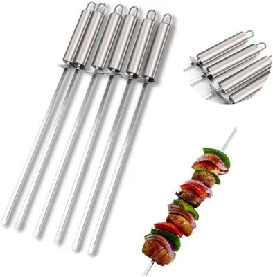 Produktbild von Grillspieße 6 Stück Schaschlikspieße Edelstahl Grill Kabob Spieße 40cm | Schnallengriff Fleischspieße für BBQ & Grill