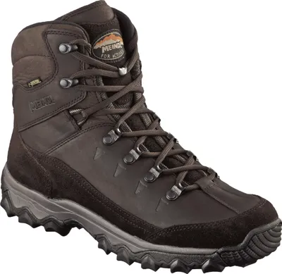 A single brown hiking boot is shown against a white background.