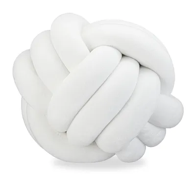 Produktbild von Relaxdays Knotenkissen, geknotetes Kissen für Sofa, Bett, dekorativ, skandinavisch, Zierkissen Knoten, Ø 25 cm, weiß