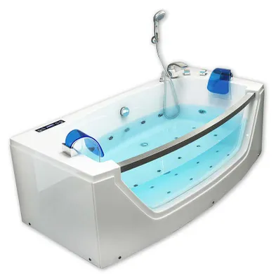 Produktbild von HOME DELUXE - Whirlpool Badewanne - ATLANTIC M - Maße: 175 x 85 x 60 cm - inkl. Heizung, Massagefunktion und kompl. Zubehör I Wanne für 2 Personen, Indoor Pool