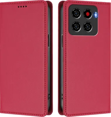 Image de Etui en cuir pour ZTE Blade A56, étui magnétique en cuirPolyuréthaneavec support Rouge