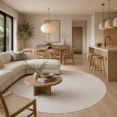 Produktbild von Schlingen Designer Teppich Rund Niva Creme, Größe:100 cm Rund