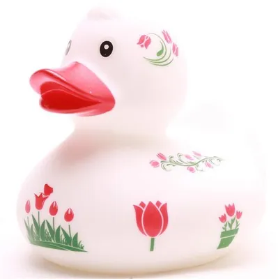 Produktbild von Badeente Tulpen weiß Vinyl 8 cm