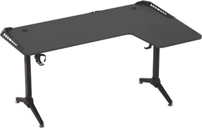 Obrázok produktu pre Herný stôl Brutal – rohový stôl v tvare L s RGB LED – 162 cm – kovová konštrukcia – držiak na poháre a slúchadlá – moderný a robustný