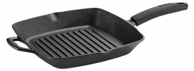 Productafbeelding van Tramontina TITANEX grillpan, pan, koekenpan, geschikt voor inductie, voorbehandeld gietijzer, 27 x 27 cm, 31700/182