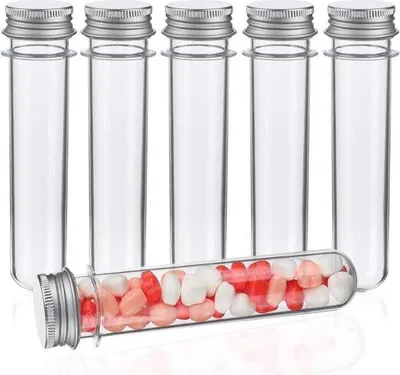 Produktbild von 30 transparante kunststof reageerbuisjes mit Schraubverschluss - 45 ml - für Blumensträuße, Dekorationen, Labor