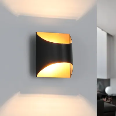 Produktbild von ZMH Wandleuchte Innen Wandlampe Schwarz Gold Up Down Flur Wandlampen Treppenhaus Leuchten Vintage G9 Keramik Wandbeleuchtung für Schlafzimmer Wohnzimmer Kinderzimmer Ohne Leuchtmittel