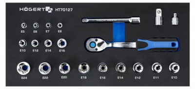 GTV Steckschlüsselsatz 22-teilig mit EVA-Einlage Modell HT7G127