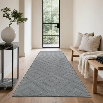 Obrázek produktu pro Omgoods - Šedá běhounka do kuchyně, 80 x 240 cm, pratelná