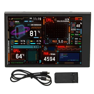 Obrázek produktu pro 3,5palcový monitor teploty IPS, stmívatelný, duální USB-C, editor designu, přizpůsobitelné sledování dat PC-CPU pro GPU a RAM