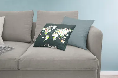 Produktbild von MuchoWow® Zierkissen Sofakissen Wohnzimmer Dekokissen 60x40 cm Weltkarte - Tiere - Grau - Kopfkissen - Polster mit Foto