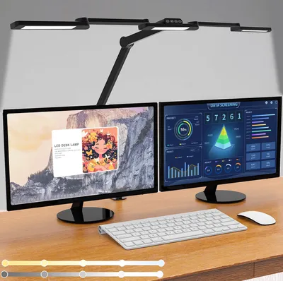 Produktbild von Schreibtischlampe LED mit Klemmbar Monitor Lampe Lichtsensor 24W 105CM Dimmbar Leselampe Schwenkarm Architektenlampe Bürolampe Augenschutz Tischlampe