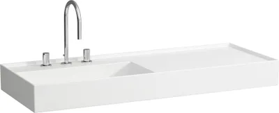 Image de LAUFEN Kartell lavabo, encastré, tablette à droite, 2 trous pour robinetterie, sans trop-plein, 1200x460mm, H8133324008151