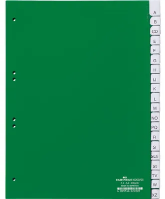 Produktbild von DURABLE Register A4 20-tlg. A-Z, mit Deckblatt, 620005 grün