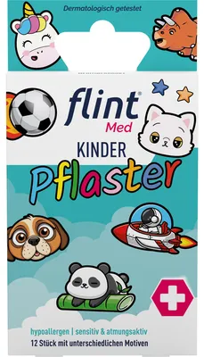 Produktbild von Flint Med Kinderpflaster hypoallergen, sensitiv und atmungsaktiv, 12 St. Pflaster