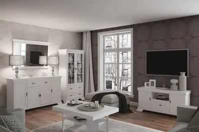 Produktbild von Easy Möbel Wohnzimmer Komplett - Set F Sentis, 5-teilig, Farbe: Kiefer Weiß