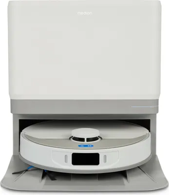 Produktbild von MEDION Saugroboter mit 3-in-1 Absaugstation, Lasernavigation und Wischfunktion X55 SW+ (Starke 10000Pa Saugkraft, 2in1 Roboterstaubsauger, rotierende Wischmopps, Kreuzlinienlaser)