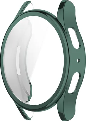 A green protective case for a smartwatch.
