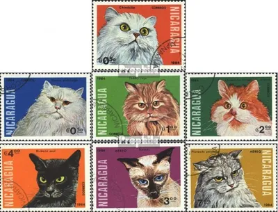 Produktbild von Briefmarken Nicaragua 1984 Mi 2482-2488 (kompl.Ausg.) gestempelt Katzen