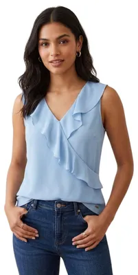 Produktbild von Damenbluse Calvin Klein, hellblau, ärmellos mit Rüschen M