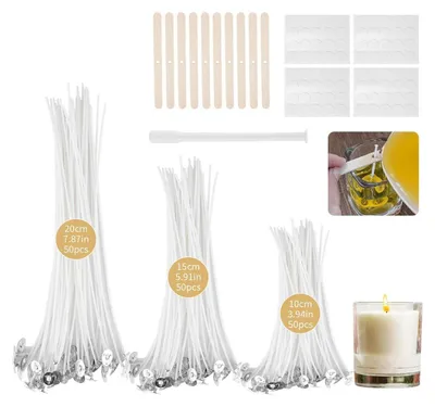 Productafbeelding van Kaarsdoppen set, 150 stuks, rookvrij, voor het zelf maken van kaarsen, aromatherapie, 3 lengtes: 10/15/20 cm