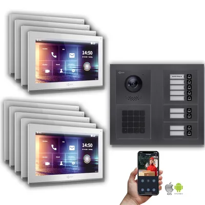 Produktbild von Goliath IP Video Türsprechanlage: 10-Zoll 9 Familienhaus, Zahlencode,Anthrazit  : 10 Zoll Weiß : Unterputzdose Monitor Farbe: 10 Zoll Weiß Montage: Unterputzdose
