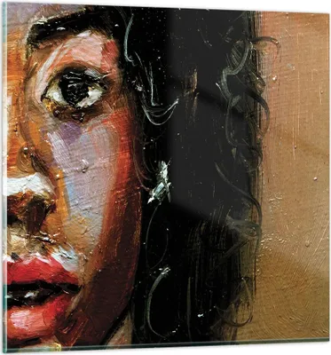 Produktbild von Bilder auf glas - Einteilig - Pastos Porträt afrikanisch - 70x70cm - Glasbilder - Wandbilder - Bilder - zum Aufhängen bereit - Wanddekoration aus Glas - Glas Bilder - Wandbild auf Glas - GAC70x70-4674