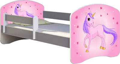 Produktbild von ACMA Jugendbett Kinderbett Junior-Bett Komplett-Set mit Matratze Lattenrost und Rausfallschutz Grau 17 Pony 140x70