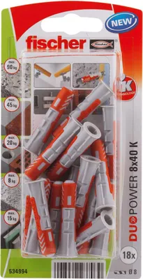 Zdjęcie produktu dla fischer 534994 fischer DuoPower 8x40 2K 534994 Universaldübel-Sortiment Ø 8 mm x 40 mm, 18 St.