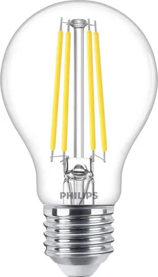 A close-up studio shot of a Philips LED light bulb against a white background.