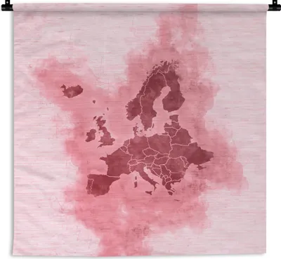 Produktbild von MuchoWow® Wandteppich Wandbehang Europa-Karte - Aquarell - Rosa 150x150 cm Tapisserie Dekoration Wandtuch - Wohnaccessoires - Modernes