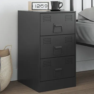 Obrázok produktu pre Maison Exclusive - Nočný stolík Čierny 34,5x39x62 cm Oceľ