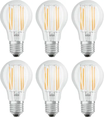 Produktbild von 6 x Osram LED Filament Leuchtmittel Retrofit Birnenform 8W = 75W E27 klar warmweiß 2700K