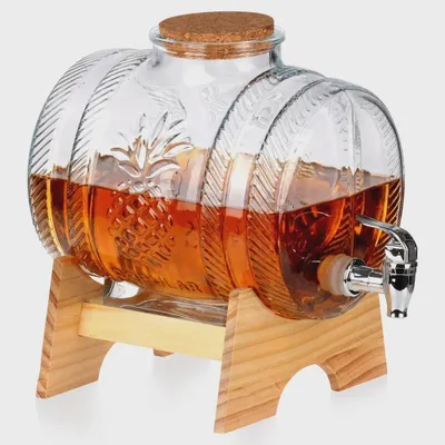 Image de Distributeur de boissons en verre de 5 L avec support et robinet