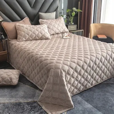 Zdjęcie produktu dla Duży Koc Narzuta Welurowa Pled na Łóżko Miękki 220x240 Beżowy
