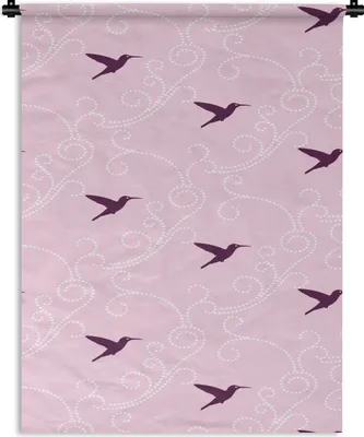 Produktbild von MuchoWow® Wandteppich Wandbehang Vogel - Muster - Rosa 60x80 cm Tapisserie Dekoration Wandtuch - Decke - Wandtücher - Wohne