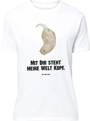 Produktbild von Mr. & Mrs. Panda Größe L T-Shirt Otter Kopfüber - Weiß - Geschenk, Niedlich, Tshirt, Verknallt, Verliebt, Seeotter, Shirt, Liebesgeschenk, Liebe, mit Spruch