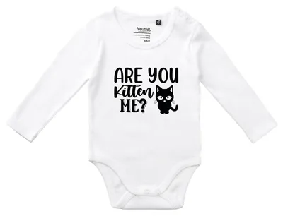 Produktbild von Huuraa Baby Body Are you kitten me Katze 80 White Baumwolle Fairtrade Langarmbody Geschenkidee