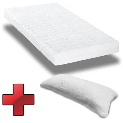 Immagine prodotto di Materasso CloudComfort Premium in schiuma fredda 90 x 200 cm, altezza 15 cm, livello di rigidità H2/H3 + cuscino comfort viscoelastico CloudComfort 40 x 80 cm