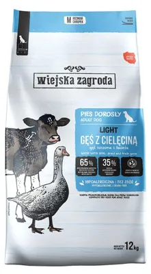 Productafbeelding van Droogvoer voor honden, merk Wiejska Zagroda, met eend en kalfsgehakt, 12 kg