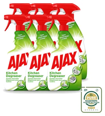 Produktbild von 6 x Ajax Küchen-Entfetter-Spray - entfernt hartnäckiges Fett - 750 ml - Vorratspackung - 6 Stücke